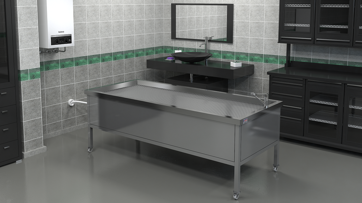 1) Su masanın üzerinde birikir mi? Hayır. Üst tablaya verilen 5 cm su yolu ve sifona yönlendirilmiş akış sayesinde su kontrollü şekilde drenaja gider. 2) Batarya montajı için delik var mı? Evet. Sıcak/soğuk su bataryası için delikler hazırdır. 3) Zemin eğriyse masa sallanır mı? Rotil ayaklar yükseklik ayarlı olduğu için zemine göre ayarlanabilir ve stabil kullanım sağlar. 4) Ölçüler nedir? 217 cm uzunluk, 93 cm genişlik, 85 cm yükseklik.