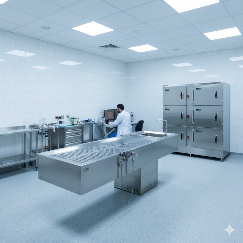 Hastane ve adli tıp alanlarında kullanılan ekipmanlar, sıradan bir ürün grubu değildir; burada ölçü hijyen, güvenlik ve kesintisiz hizmettir. Bu nedenle üretimini yaptığımız paslanmaz krom çelik sistemler; yoğun kullanıma uygun, kolay temizlenebilir, uzun ömürlü ve kurumsal standartlara uyumlu olacak şekilde tasarlanır. İster bir hastane morgu, ister adli tıp birimi olsun; süreçler duramaz. Biz de yaklaşımımızı buna göre kurarız: doğru malzeme + sağlam işçilik + sahada güçlü teknik servis. Sonuç: ilk günkü gibi çalışan, güven veren ve yıllarca işletme maliyetinizi düşüren ekipman.